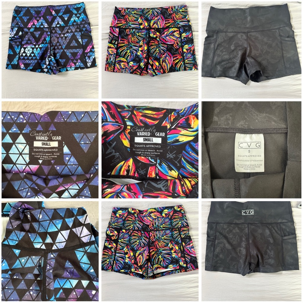 CVG/Varied Gear Women’s Athletic Shorts - Black, Multicolor, Blue Patterns